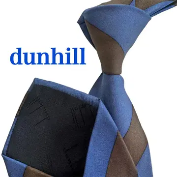 던힐 dunhill 파랑 브라운 스트라이프 레지멘탈 넥타이 빈티지