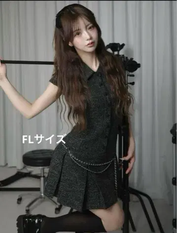 Darich 다리치 체인 벨트 트위드 미니 원피스 FL 사이즈