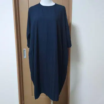 네이비 7부 소매 원피스