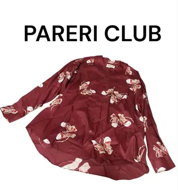 PARERI CLUB 버건디 스니커즈 패턴 긴팔 셔츠