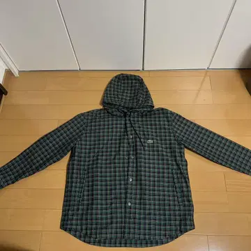 LACOSTE 체크 무늬 후드 파카 US M