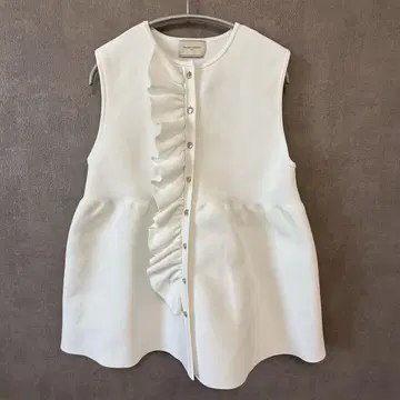 UNITED ARROWS 프릴 니트 베스트 화이트 유나이티드 애로우즈
