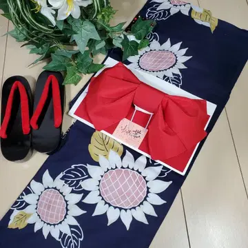 유카타 3개 세트 해바라기 레트로