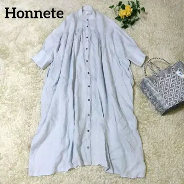 Honnete 오네트 아이리쉬 린넨 롱 개더 드레스