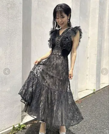 snidel 스나이델 라메 플리츠 드레스 레이스 드레스라보 원피스 S