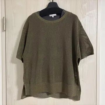 글로벌 워크 세탁 가능한 메쉬 라메 풀오버 * 탱크 올리브