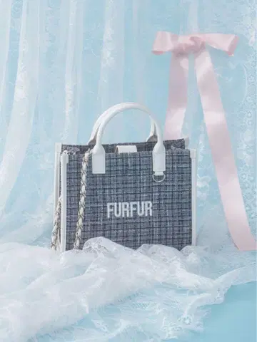 FURFUR 트위드 로고 토트백 그레이