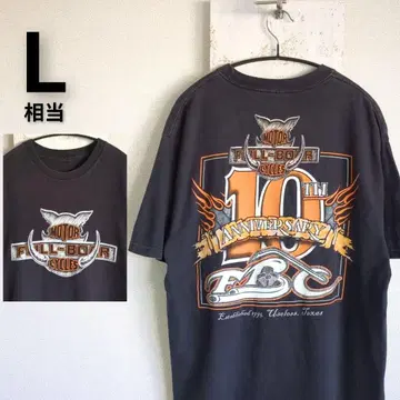 구제 의류 FULL BOAR CYCLES 티셔츠 블랙 바이커 L 상당