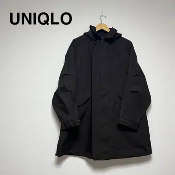UNIQLO 블록테크 릴랙스 하프 코트 후드 부착 다크 브라운