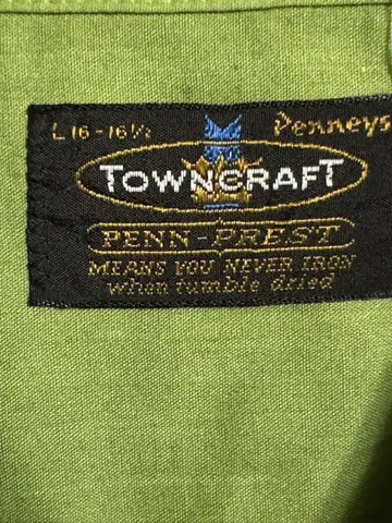 60s TOWNCRAFT 펜플레 반팔 셔츠 L 라이트 그린