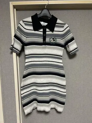 MOUSSY 미키마우스 자수 보더 폴로 원피스 반팔