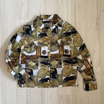 빈티지 일본풍 패턴 숏 기장 셔츠 made in France