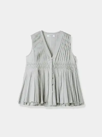 Cotton Tiered Volume Blouse 미스트 그레이