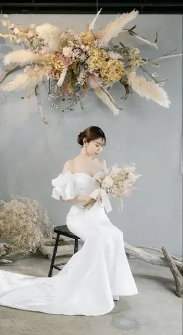 웨딩 드레스 결혼식 촬영 머메이드 오프숄더