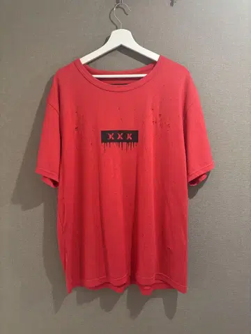 God selection xxx 데미지 가공 레드 티셔츠