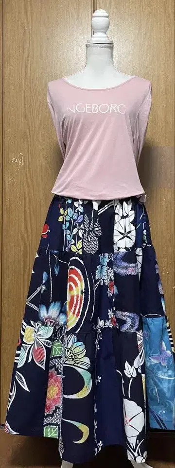 유카타 리메이크 목화 패치워크 캉캉 스커트 프리