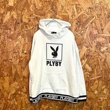 PLAYBOY 플레이보이 후드티 후디 로고 프린트 화이트 S