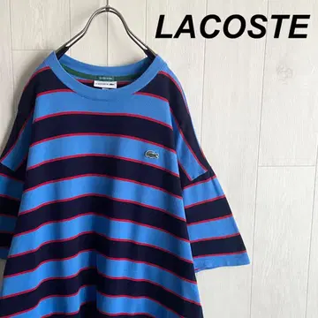 LACOSTE 라코스테 자수 로고 멀티 컬러 보더 사슴 반팔 티셔츠