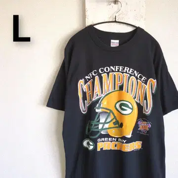 90s USA 제작 NFL 패커스 TRUE-FAN 티셔츠 블랙 L