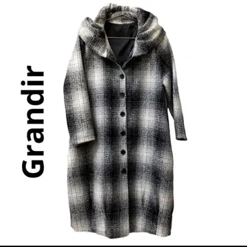 Grandir 겨울 코트 체크 모노톤 화이트 블랙 M-L