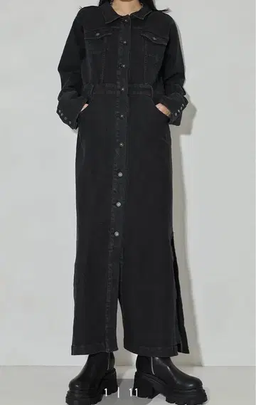 아메리빈티지 I LINE DENIM SKIRT DRESS 블랙