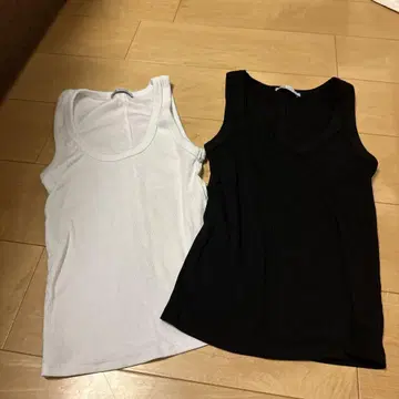 ZARA 탱크탑 2매 세트 화이트 블랙