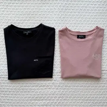 A.P.C. 아페쎄 자수 포켓 티셔츠 로고 자수 티셔츠 핑크