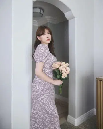 체리 패턴 캐시-코어 원피스 S