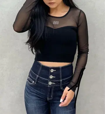 GYDA 시스루 베어 니트 탑