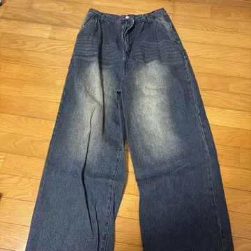 와이드 레그 데님 팬츠 다크 블루