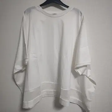 mizuiro ind 메쉬 믹스 와이드 풀오버 화이트