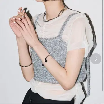 AIC 시어 개더 탑 라메 뷔스티에 세트