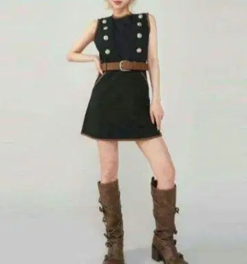 다리치 택 포함 새상품 캠퍼스 미니 원피스 BLK 블랙 면100%
