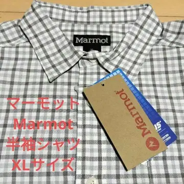 마모트 Marmot 반팔 셔츠 깅엄 체크 그레이 XL 사이즈
