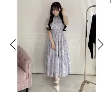 evelyn 라메 프릴 꽃무늬 OP 원피스 블루