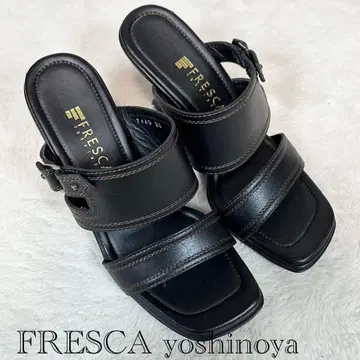 새상품급 FRESCA YOSHINOYA 가죽 샌들 벨트 블랙