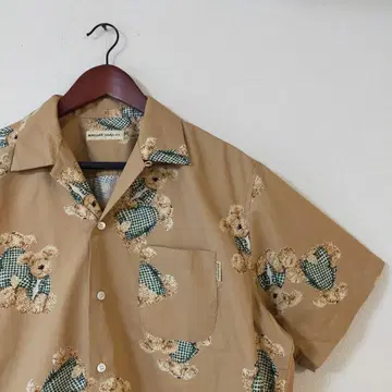 새상품급 NATURE TRAIL 토이 푸들 패턴 올 패턴 오픈 카라 셔츠