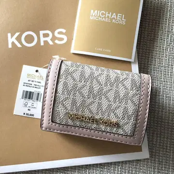새상품 MICHEAL KORS 마이클코어스 3단 폴더형 지갑 화이트핑크