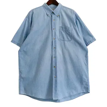 L.L.Bean 무지 반팔 BD 셔츠 샴브레이 셔츠 XL 해외 구제 의류