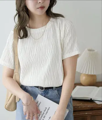 입체 자카드 5부 소매
