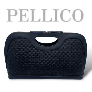 새상품급 PELLICO 아넬리 라피아 핸드백 클러치백 블랙