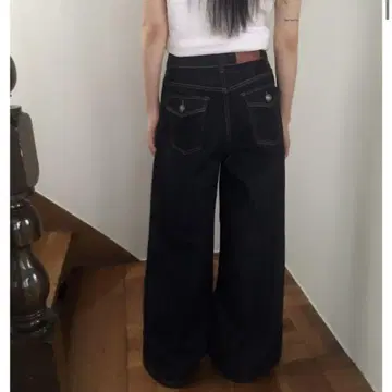 wonder wonder 한국 다크 데님 와이드 팬츠