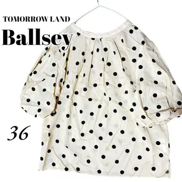 Ballsey 도트 블라우스 리본 벌룬 쉬폰 카프라