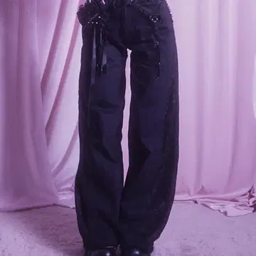 AVENCHUMU Lacy garter wide pants