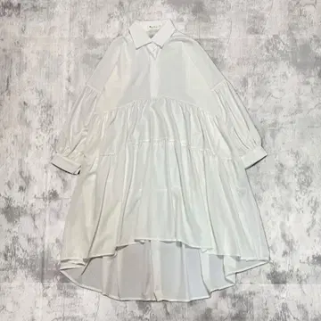 vintage 피쉬 테일 티어드 셔츠 원피스 비대칭