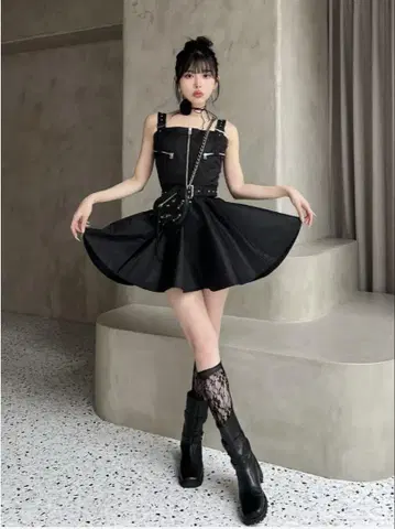 darich 나일론 점퍼 미니 원피스