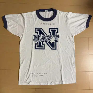 80s US NAVY 링거 티셔츠 USA제
