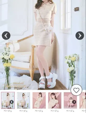 미셸 마카롱 깅엄 체크 니트 셋업