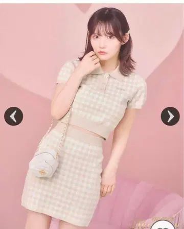 미셸 마카롱 깅엄 체크 니트 셋업