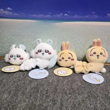 치이카와 봉제 인형 스크런치 마스코트 거울 토끼 모몽가 4종 세트